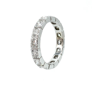 18K White Gold 1.50ctw Diamond Eternity Block Style Ring - Sz. 6.5