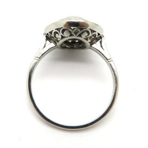 Platinum Art Deco Style Old European Cut Diamond & Sapphire Halo Engagement Ring