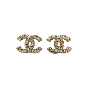 Chanel 2023 Strass CC Stud Earrings - Gold-Plated Stud, Earrings