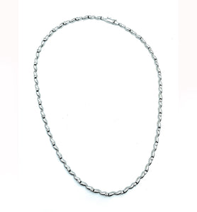 14K White Gold .50ctw Diamond Bar Link Chain Necklace