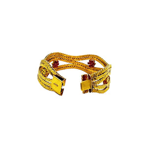 18K Yellow Gold & 1.40ctw Ruby 5-Strand Weave Bracelet
