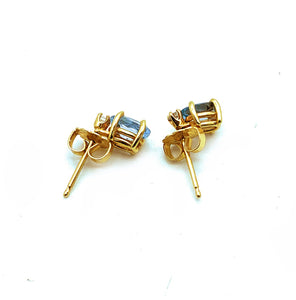 14K Yellow Gold Topaz & Diamond Post Earrings