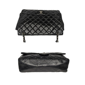 Chanel Black Soft Leather Maxi Accordion Flap Bag