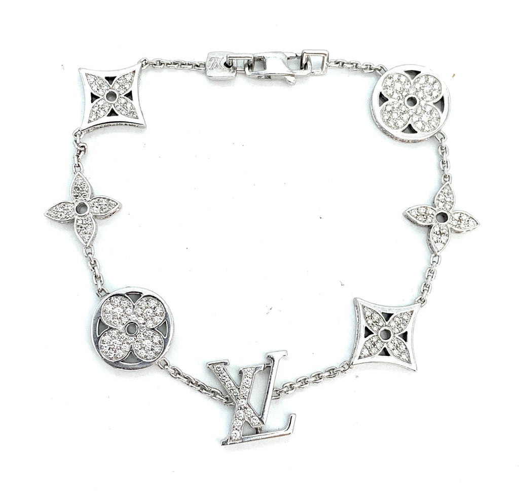 Louis Vuitton 18K White Gold 1.40ctw Diamond Idylle Blossom Bracelet
