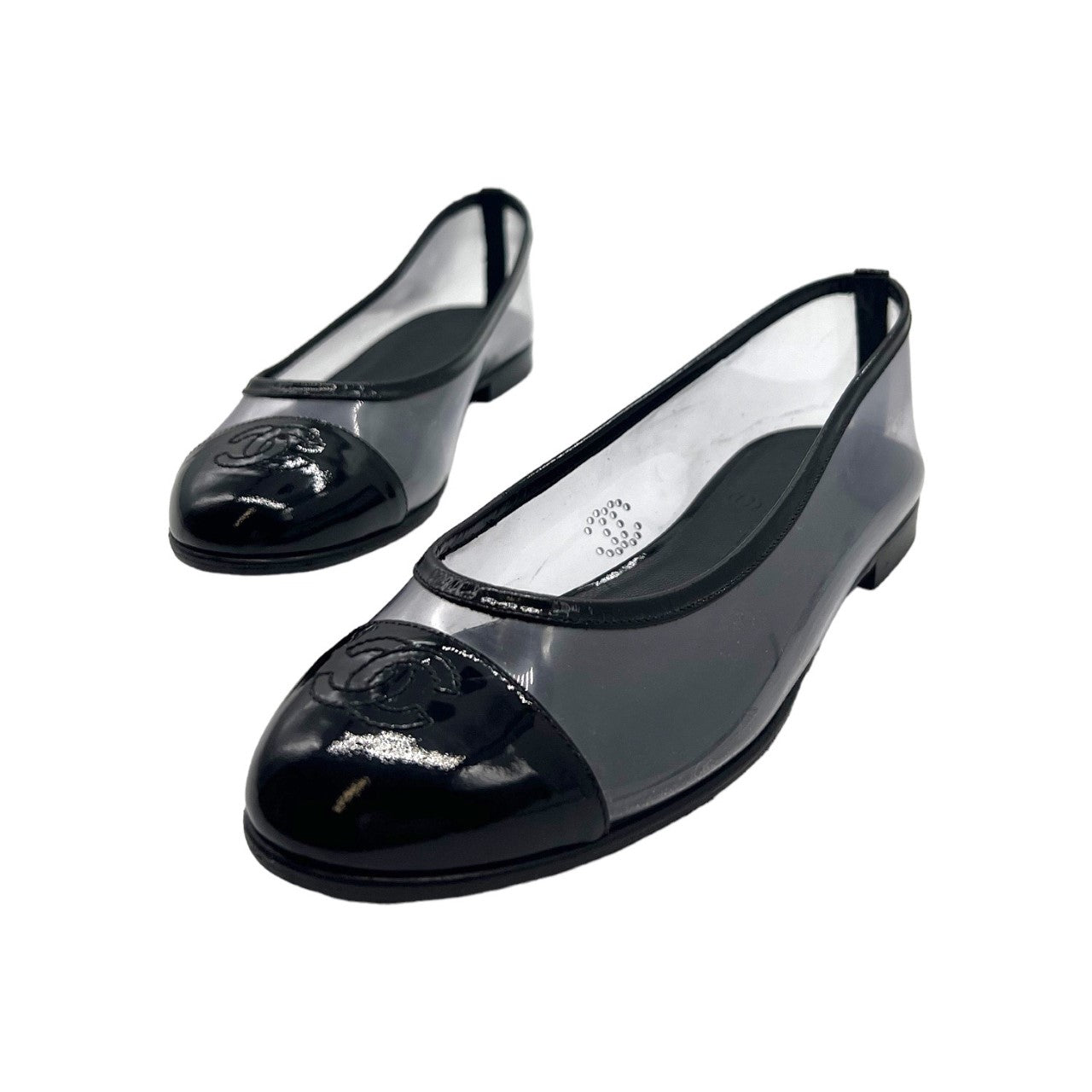 Chanel Cc Logo Grey Ballerina Ballet Flat Shoes Size 42