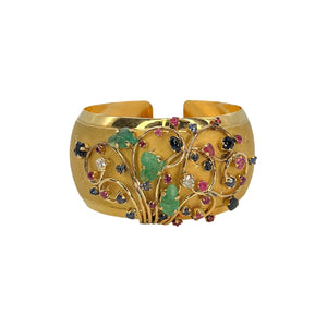 18K Yellow Gold Multi-Stone Cuff Bracelet