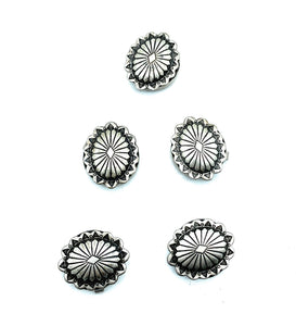 Vintage Old Pawn Navajo Sterling Silver Oval Concho Button Covers - 5pc. Set
