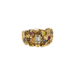 18K Yellow Gold Multi-Stone Diamond Ring - Sz. 8.5