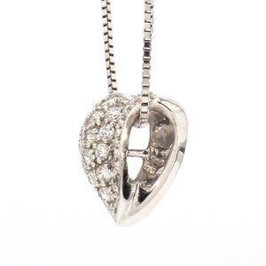 18K White Gold 0.50ctw Pavé Diamond Heart Pendant Necklace