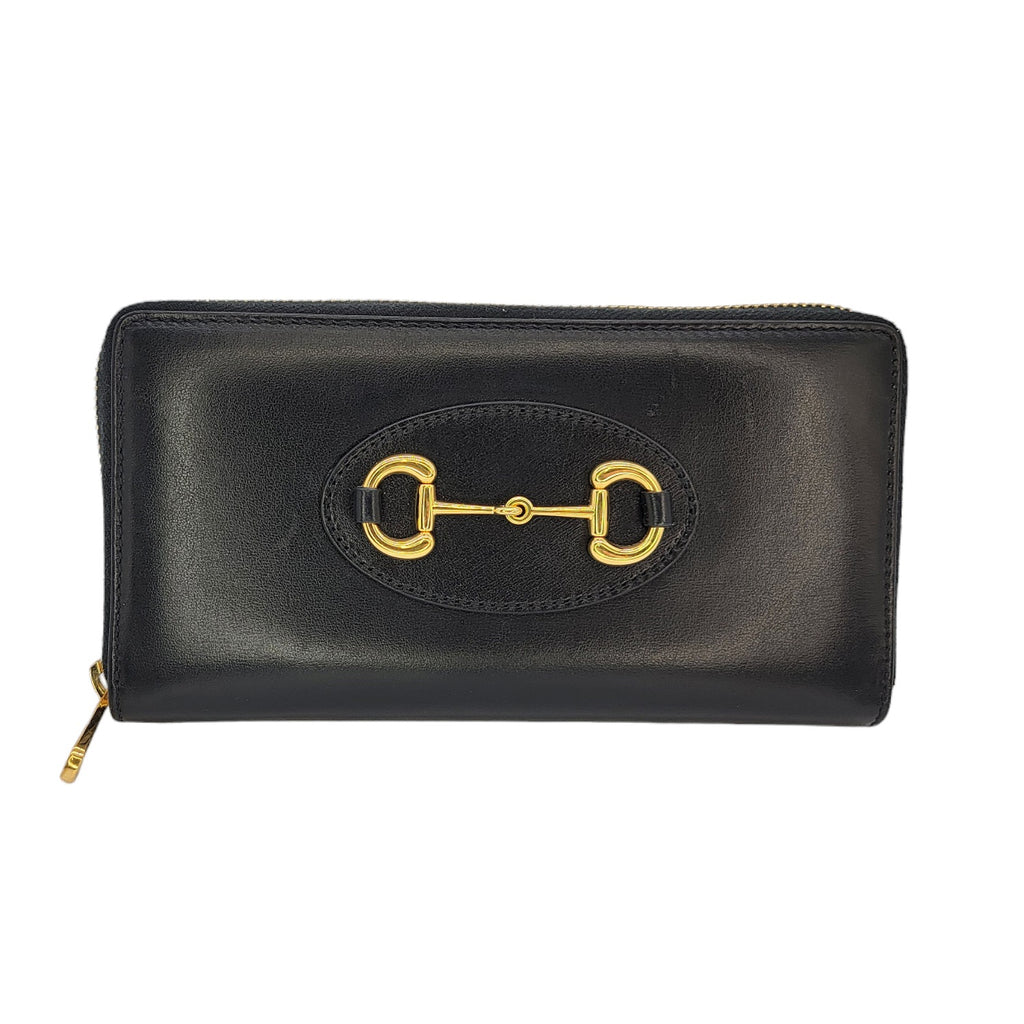 Gucci Black Calf Horsebit 1955 Continental Wallet - TheRelux.com