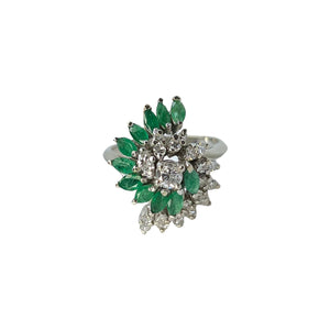 14K White Gold Emerald & Diamond Ring - Sz. 7 | The ReLux