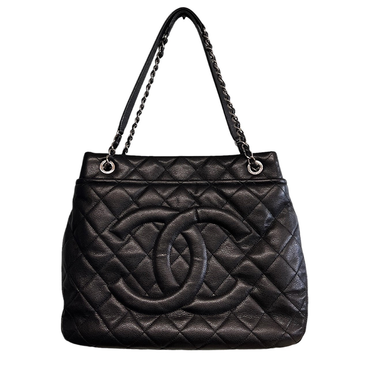 CHANEL Caviar Quilted Timeless CC Soft Tote Red 801461