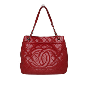 Chanel Red Quilted Caviar Timeless Soft Shopper Tote