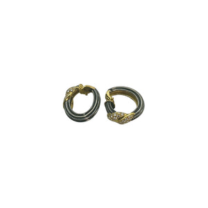 18K Yellow Gold 1.00ctw Diamond Black Rhodium Plated Clip-On Earrings