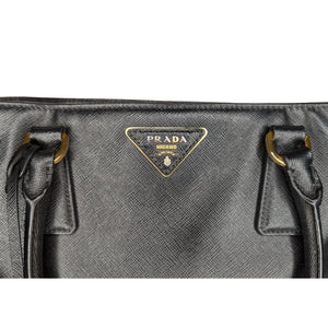 Prada Saffiano Luxe Tote and Shoulder Bag Black