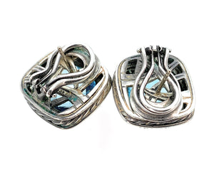 David Yurman Sterling Silver Topaz & Diamond Albion Earrings