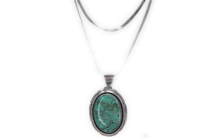 Vintage large Royston Turquoise Pendant Necklace