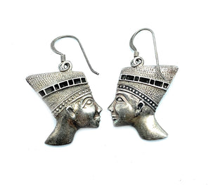 Sterling Silver Queen Nefertiti Dangle Earrings