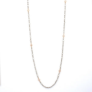 Platinum & 18K WG 2.79ctw Pink & White Diamond Handmade Station Necklace