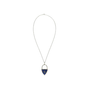 Platinum, Diamond, & Lapis Lazuli Locket Pendant Necklace