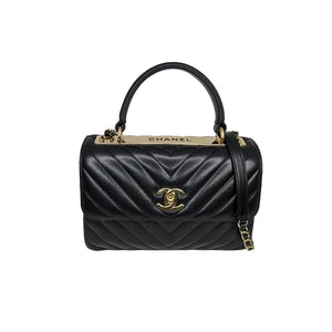 CHANEL Black Chevron Quilted Leather CC Turn-Lock Flap Shoulder Bag