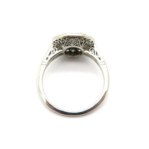 Platinum Art Deco Style Asscher and Old European Cut Diamond Engagement Ring, Size 7