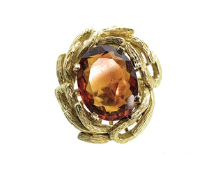 5.51ct Oval Citrine 18K Yellow Gold Cocktail Ring - Sz. 8q