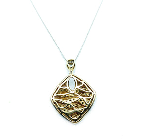 14K 3-Tone Gold & Heart Shaped 2.00ctw Diamond Pendant Necklace