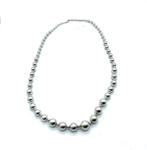 Classic Sterling Silver Graduated Bead Ball Necklace