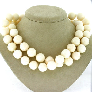 14K Yellow Gold & Angel Skin Coral Bead Necklace - 32in.