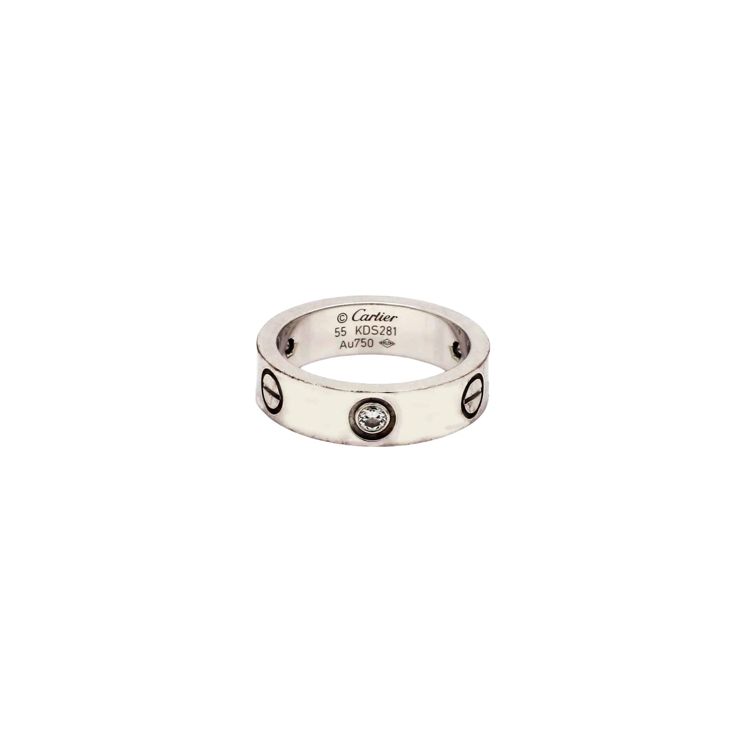 Cartier 18K White Gold & 0.22ctw Diamond Love Ring - Sz. 55 (US