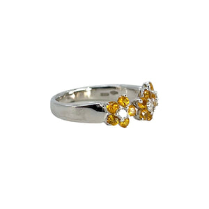 Damiani 18K White Gold, Yellow Sapphire, & Diamond Ring - Sz. 7.5