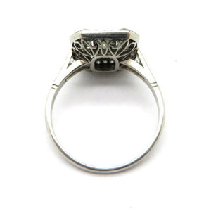 Platinum Art Deco Style Antique Emerald Cut Diamond Engagement Ring