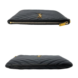 Cassandre Large Leather Pouch in Black - Saint Laurent