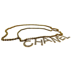 Chanel CC F12W logo classic timeless crystal necklace box docs