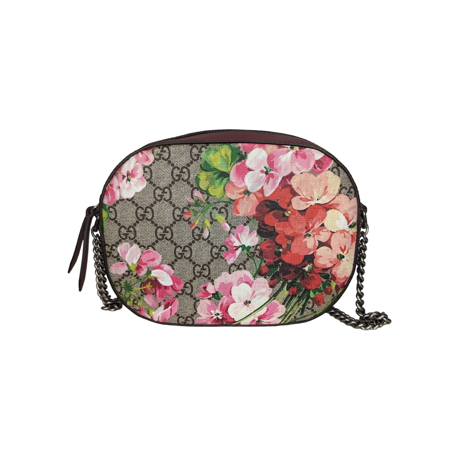 Gucci Wristlet Zip Pouch Blooms Print GG Coated Canvas Small Blue