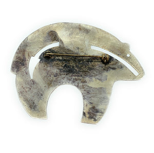 Vintage Aaron Toadlena Old Pawn Navajo Sterling Silver & Lapis Bear Brooch Pin