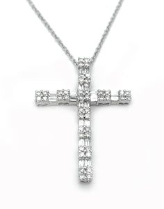 18K White Gold & 0.50ctw Diamond Cross Pendant Necklace