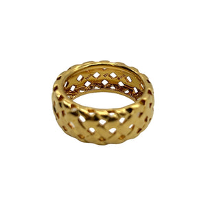 Tiffany & Co. 1995 18K Yellow Gold Vannerie Basket Weave Band Ring  - Sz. 7.75