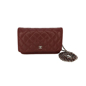 Chanel 2011 Rouge Caviar Wallet On Chain WOC