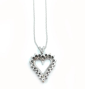 14K White Gold & 0.50ctw Diamond Open Heart Pendant Necklace