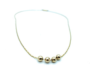 14K Yellow Gold Barrel & Ball Chain Necklace with Sliding Beads - 18.25in.