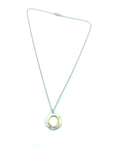 19K & 18K YG & Diamond Open Circle Charm Pendant Necklace