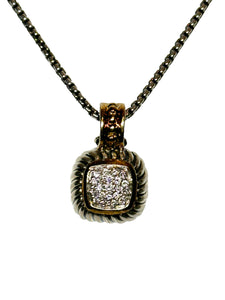 David Yurman Sterling Silver, 18K YG, & Diamond Albion Cable Pendant Necklace