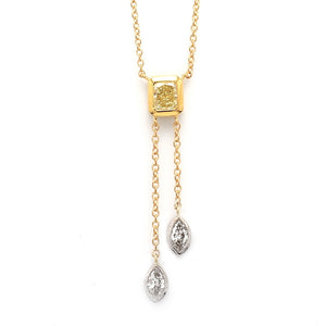 18K Yellow Gold & 0.69ctw Multi-Shaped Diamond Tassel Necklace