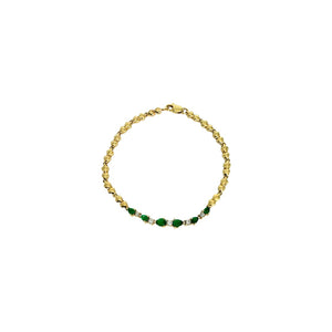 14K Yellow Gold, Emerald, & Diamond Bracelet