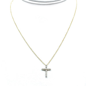 Tiffany & Co. 18K Yellow Gold & 0.45ctw Diamond Cross Pendant Necklace