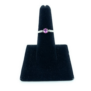 14K White Gold Pink Sapphire & Diamond Necklace Pendant, Earrings, & Ring Set