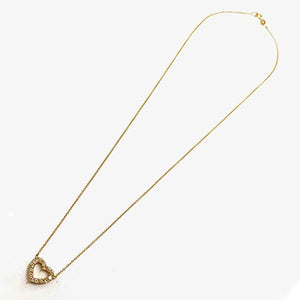 18K Yellow Gold 0.45ctw Diamond Open Heart Pendant Necklace