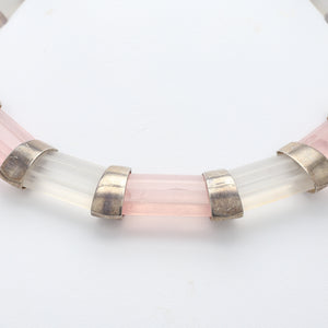 Sterling Silver White and Rose Quartz Choker Necklace